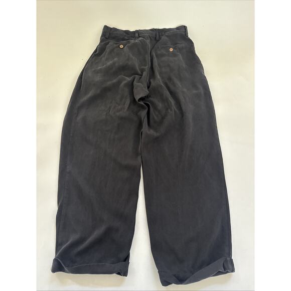 Tommy Bahama Silk‎ Pleated Pants Black Relaxed Slacks Mens Trousers Cuffed 35x29 - Picture 5 of 11